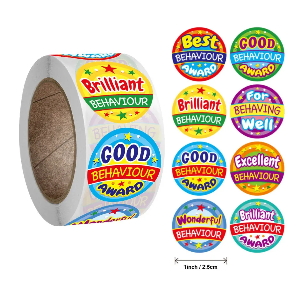 [SN - 009] 500 Behaviour Award Stickers Roll – Brilliant & Good Behaviour for Schools