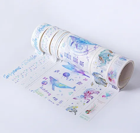 Deep Blue Ocean Washi Tape Set (7 Rolls)