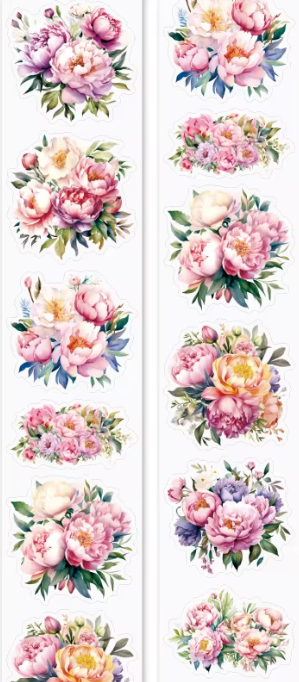 Fragrant Flower Shop - Elegant Peony Floral PET Tape Roll