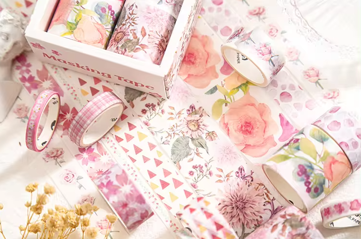 Rose Blush Washi Tape Set (10 Rolls)