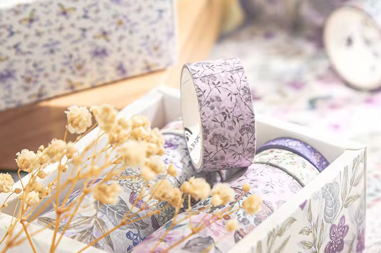 Vintage Lilac Garden Washi Tape Set (10 Rolls)