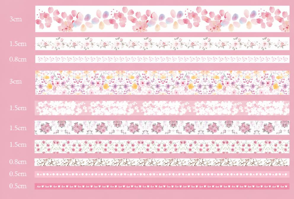 Petal Kisses Washi Tape Set (10 Rolls)