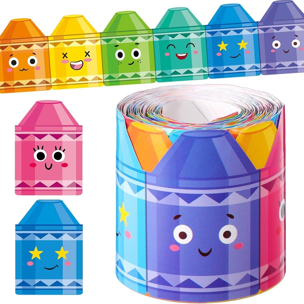 10m Crayon Buddies Self-Adhesive Bulletin Board Border