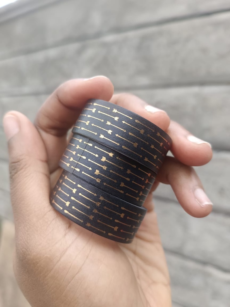 Black & Gold Triangles Gold Foil Washi Tape