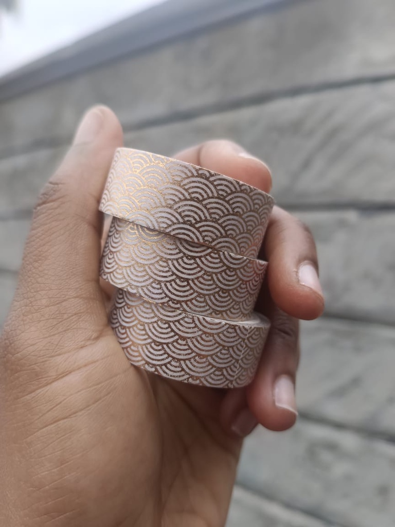 Gold Scallop on Cream Gold Foil Washi Tape