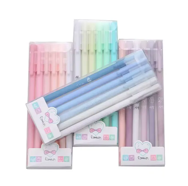 Pastel Colored Pens Set with Black Gel Ink -  0.5mm Writing Tip