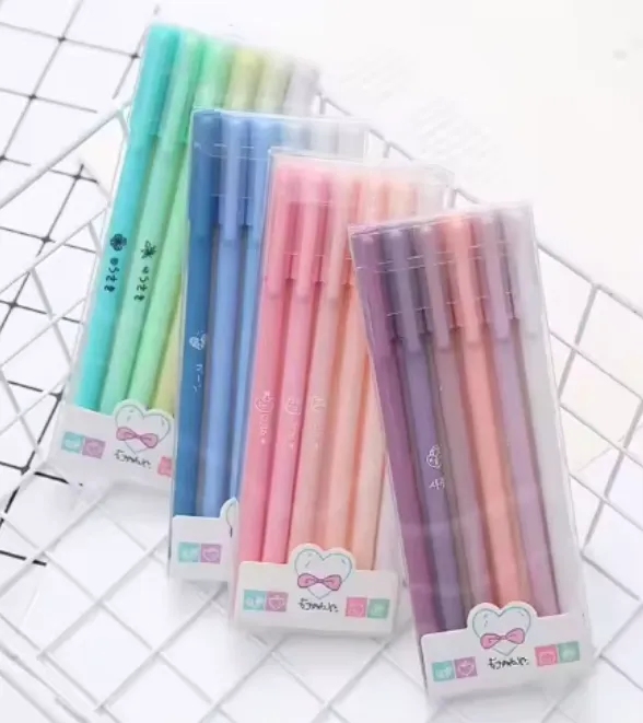 Pastel Colored Pens Set with Black Gel Ink -  0.5mm Writing Tip