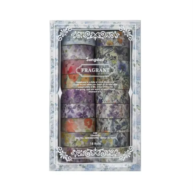 Washi Wonderland - Fragrant Moody Florals Washi Tape Set (18 Rolls)